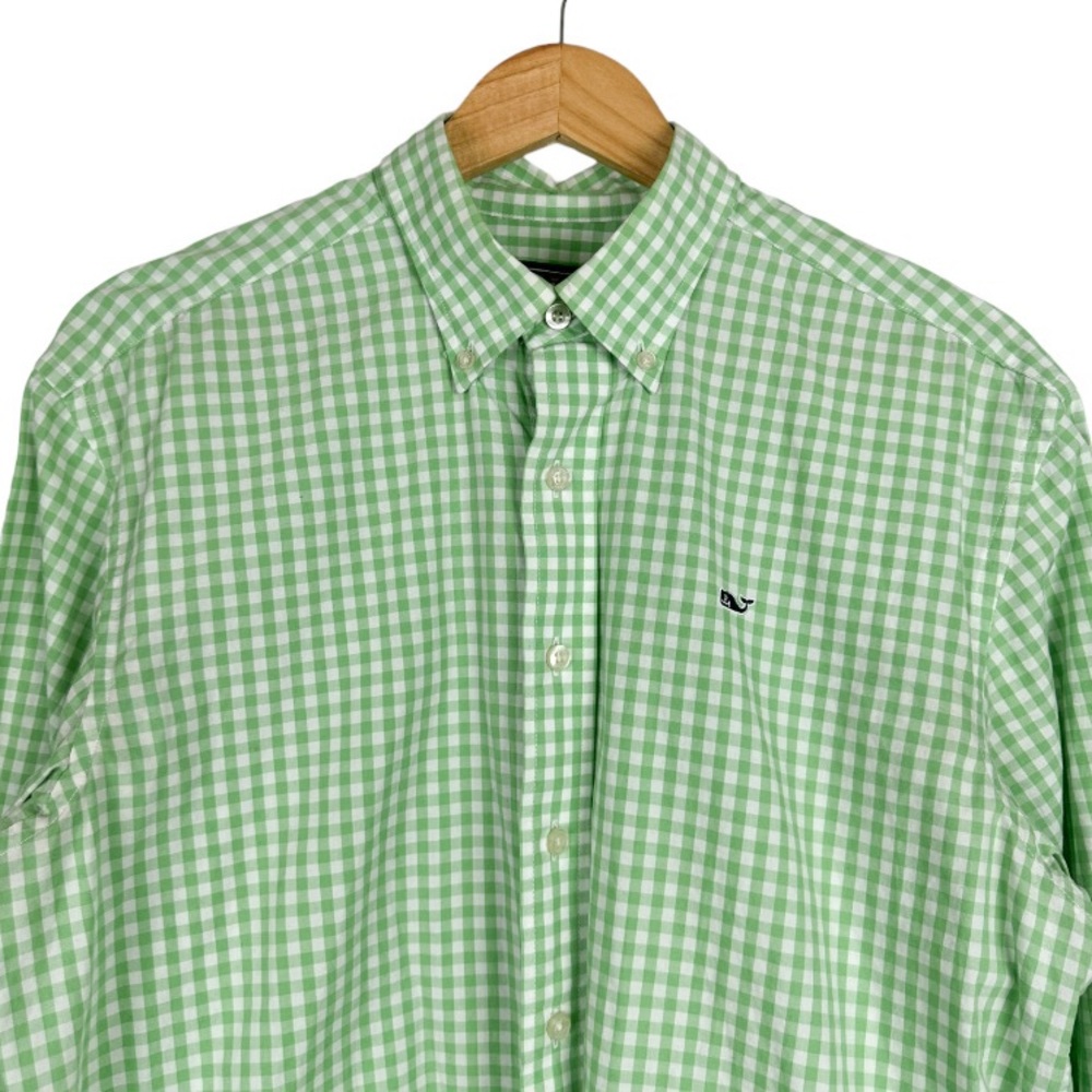 Vineyard Vines Whale Shirt Plaid Long Sleeve Button Down Shirt Green Size Medium - Picture 4 of 8